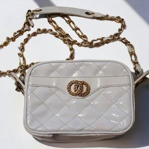 White Quilted Bag w/ Golden Chain strap